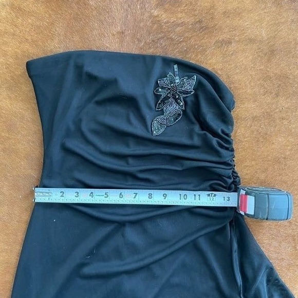 Koji Yohji Vintage Y2K Strapless Beaded Maxi Gown - Black Mesh Overlay - Picture 3 of 6